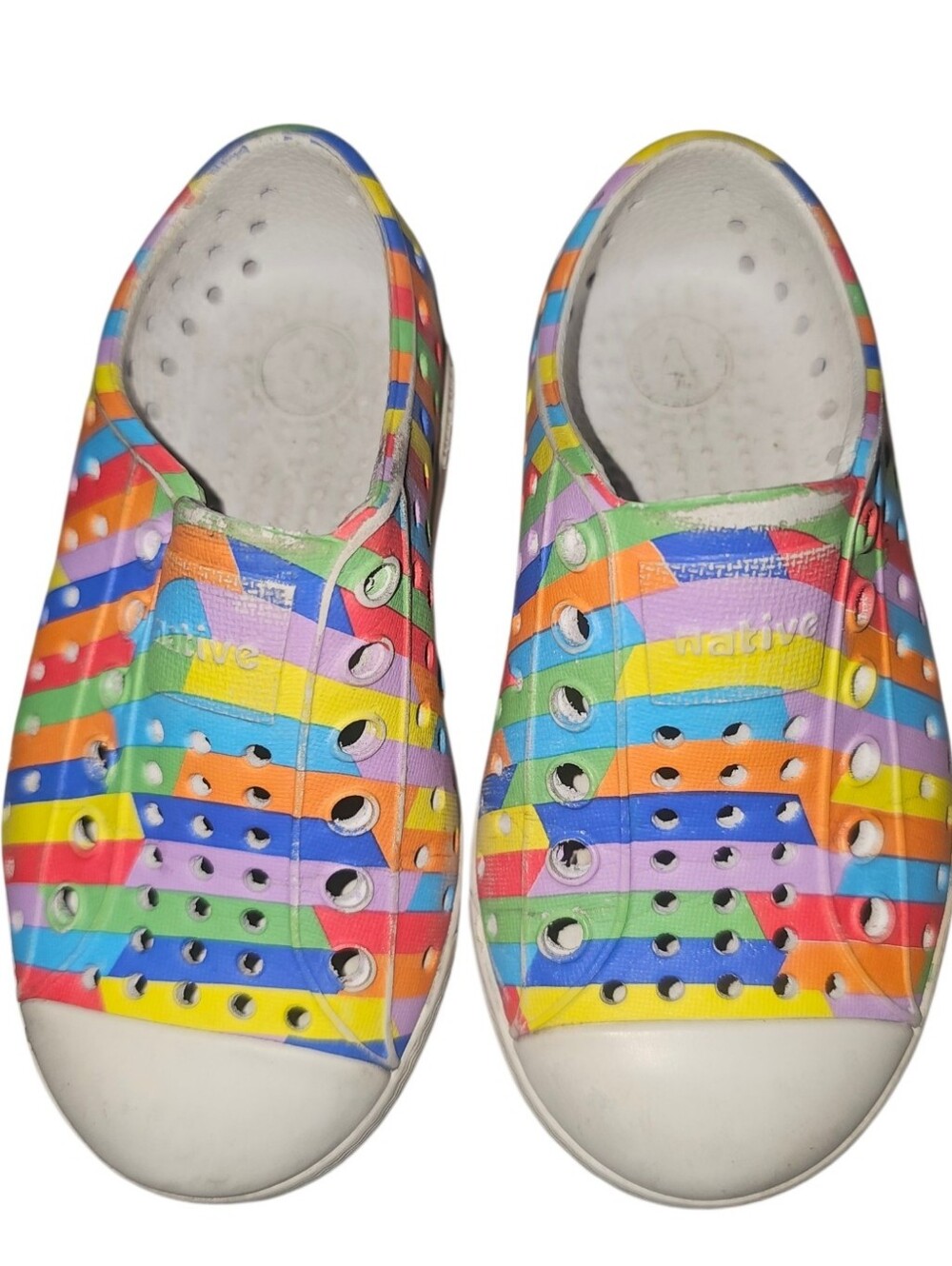 Native Kids Water Shoes - Multi Rainbow Stripes